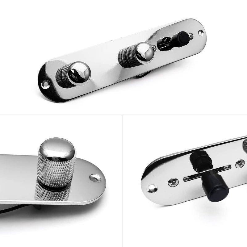 SAPHUE Guitar Control Plate Loaded Chrome/Nickel with 3 Way Switch 500K Tone and Volume Knob Prewired Screws Output Jack for Fender Tele/Telecaster Gibson Sg Electric Guitar Parts Replacementï¼ˆBlackï¼‰ - Image 5